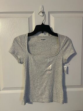 Old Navy Women's Gray Square Neck Short Sleeve Top